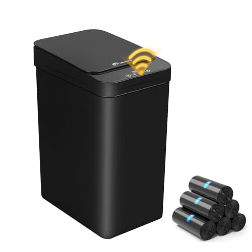 LJIACLEA Black Bathroom Trash Can 2.6 Gallon Motion Sensor Trash Cans Automatic Touchless Garbage Bin Small Smart Trash Can for Bathroom,Kitchen, Toilet, Bedroom, RV