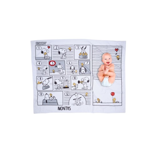 Snoopy Milestone Photo Opportunity Fleece Baby Blanket