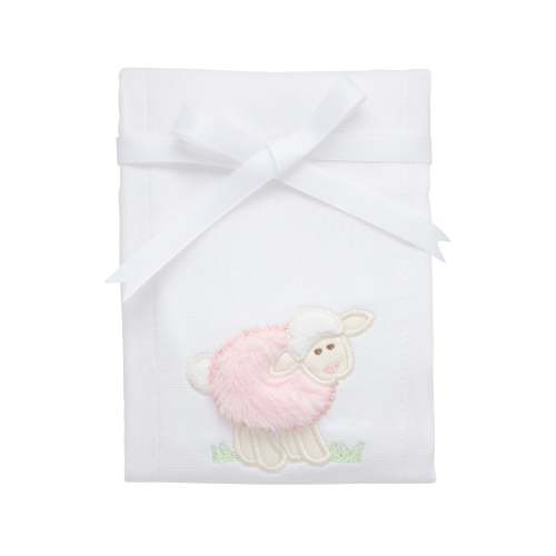 Lamb Applique Burp, Pink