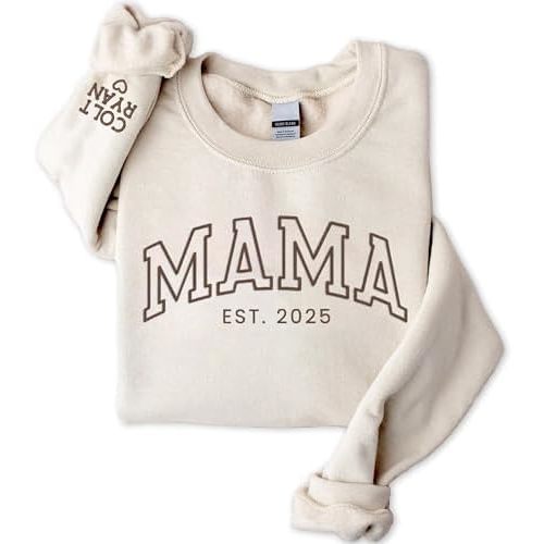 NAZENTI Embroidered Mama Sweatshirt, Mother’s Day Pullover, Grandma Crewneck, New Mom Apparel, Women’s Holiday Sweater