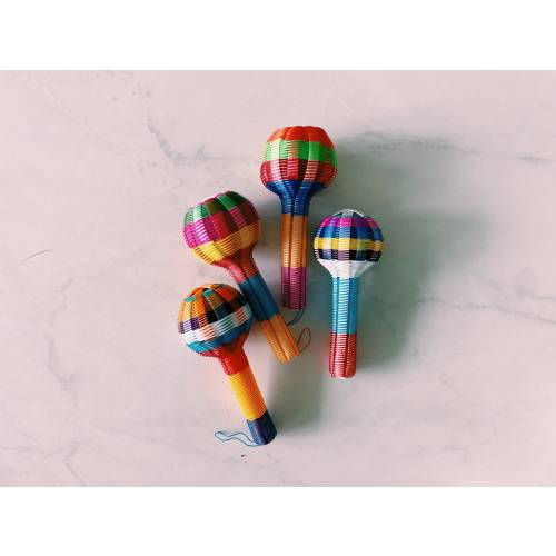 Mexican Baby Maraca | Handwoven Plastic Rattle, Colorful Toy