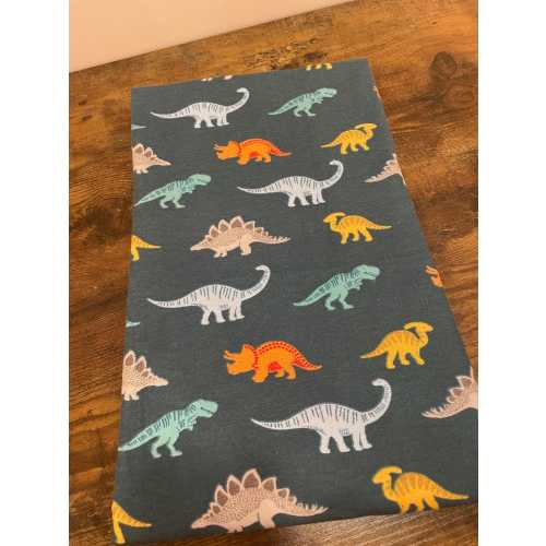 Dinosaurs Teal // Grey Burp Cloth