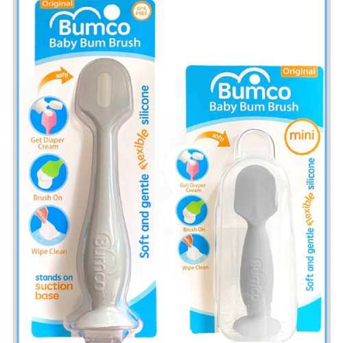 Bumco Baby Bum Brush + Mini Baby Diaper Cream Spatula with Case - BPA-Free Silicone Diaper Spatula, Mom-Invented Butt Paste Applicator (Gray & Gray)