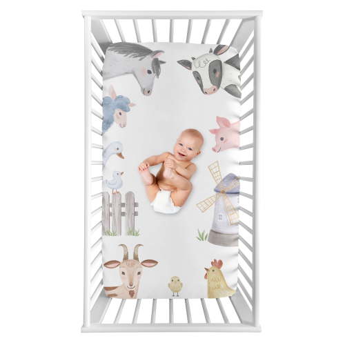 Sweet Jojo Designs Farm Animals Multicolor Photo Op Fitted Crib Sheet