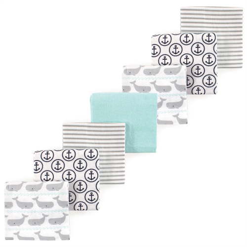 Luvable Friends Hudson Baby Flannel Receiving Blankets 7pk, Ocean Whale