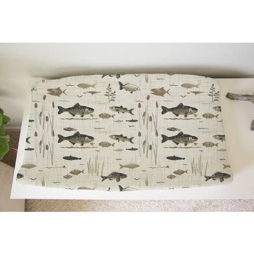 Baby Boy Lake Fish Diaper Changing Pad Cover, Trout Changing Table Cover, Cute Baby Fisherman Nursery Bedding, Outdoorsman Woodland Nursery
