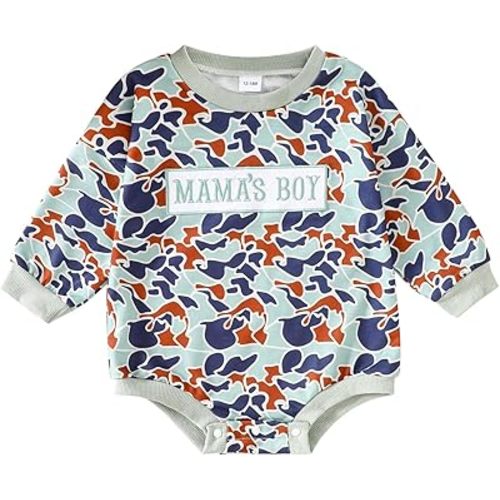 Newborn Baby Boy Girl Camouflage Embroidery Romper Infant Long Sleeve Bodysuit Coming Home Outfit