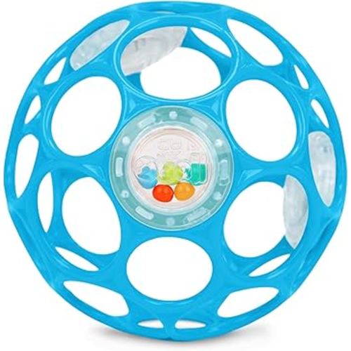 Bright Starts Oball Easy-Grasp Rattle BPA-Free Infant Toy in Blue, Age Newborn and up, 4 Inches