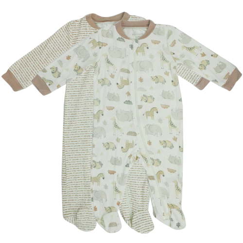 Milkberry Bamboo Pajamas Coverall for Baby Boys Footed Sleep Bodysuit for Infants Size 0-3 Months Safari Animals
