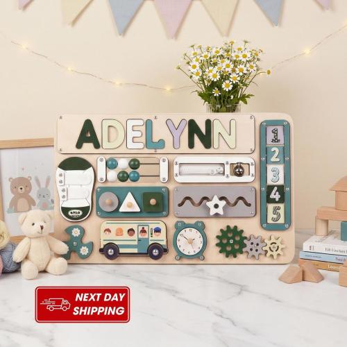 Personalized Name Puzzle & Busy Board, Montessori Wooden Toy, Gift for Baby Girl, First Birthday Gift, Gifts For Kids, Baby Toy, Baby Gift