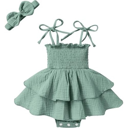 YOUNGER TREE Baby Girl Clothes Infant Summer Romper Dress Sleeveless Outfit