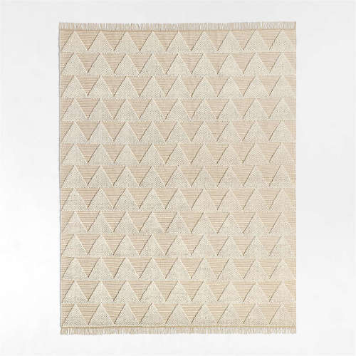 Textured Triangle Beige Hand-Woven Flatweave Kids Area Rug 6'x9'