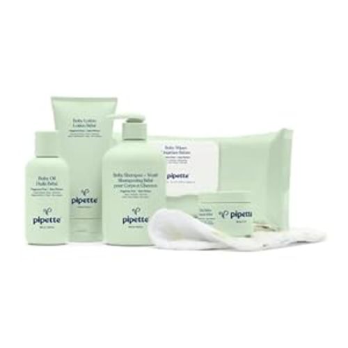 Pipette Baby Essentials Kit - Gender Neutral Baby Gift Set, Hypoallergenic, Petroleum & Fragrance Free, Natural Hydrating Plant-Derived Squalane, 6-Pieces