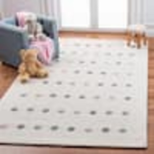 SAFAVIEH Kids 6 ft. x 9 ft. Ivory Polka-Dot Area Rug SFK805A-6