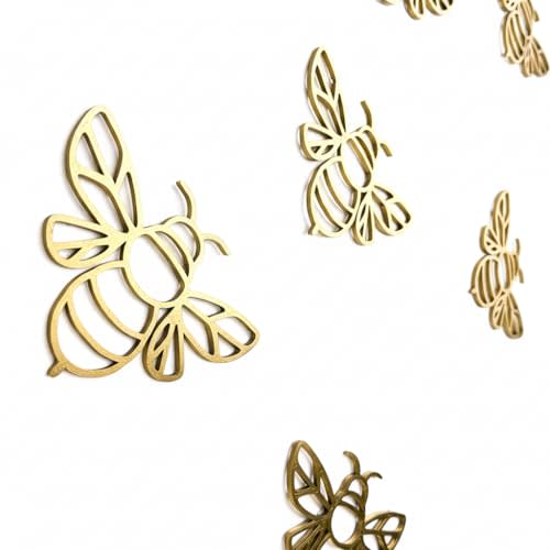 Gold Small Bees Decor, Bumble Bee Decor, Farmhouse Honey Comb Beehive Wall Art, Spring Wall Decoration