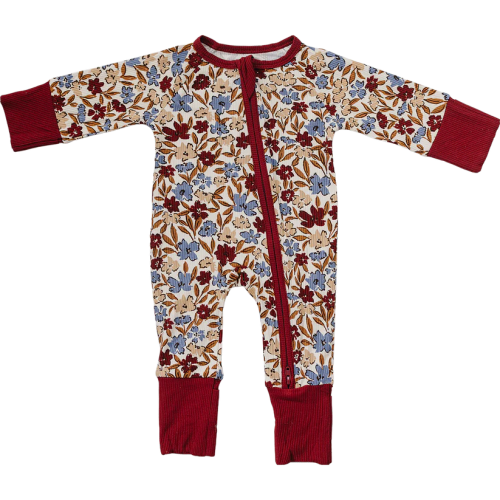 Mebie Baby Bamboo Zipper Footie - Desert Floral