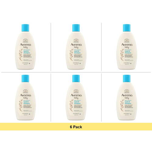 Aveeno Baby Daily Moisture Body Wash & Shampoo, Oat Extract, 8 fl. oz - 6 Pack