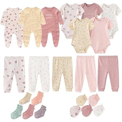 Baby Girls Boys Layette Gift Set 23 Piece Newborn Bodysuits Clothes Unisex Outfit 0-12 Month