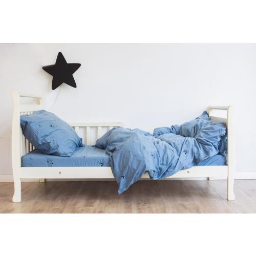 Le Petit Prince Single Bed Sheet Set, Kids Bed Linen, Youth Bed Sheets, Printed Bed Sheets, Organic Kids Bedding, Blue Kids Bedding Set