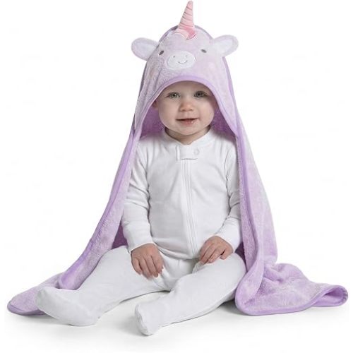 Delta Children Baby/Infant Hooded Bath Towel - Super Soft and Absorbent- Newborn Essential - Ideal Baby Registry/Shower Gift for Boys and Girls, Light Purple Unicorn