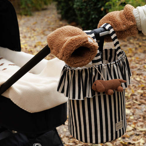 Basket Stripes - Navy + Caramel · Minicoton