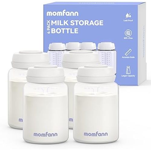 Breastmilk Storage Bottle 4 Pack, 10oz Milk Storage Bottle – Wide-Neck Fit for Most Nipples, Leak-Proof, BPA-Free, for Fridge & Travel