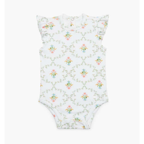 The Jillee Ruffle Onesie - Pastel Trellis – Hill House Home