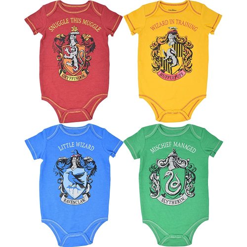 Warner Bros. Harry Potter Baby Boys Hogwarts 4 Pack Bodysuits