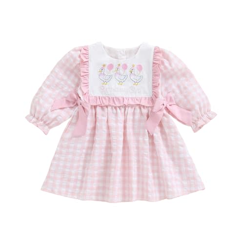 mlpeerw Toddler Baby Girl Fall Outfits Cake Embroidery Smocked Dress Long Sleeve Birthday Girl Dress Cute Smash Cake Clothes