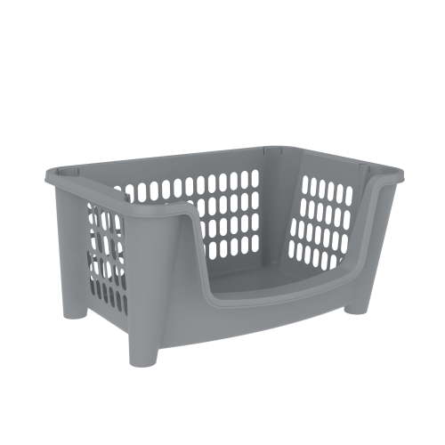 Starplast 10 Gallon Grey Stacking Bin with Handles