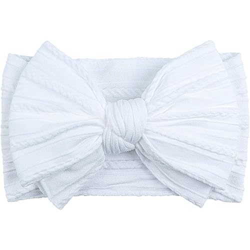 LemonSpace Handmade Baby Girls Headbands with Bows for Newborn Kids White