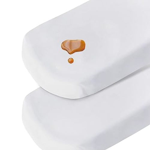 Bassinet Sheet Waterproof 2 Pack Cotton Fitted Cradle Sheets Set for Oval Rectangle Hourglass Mattress and Moses Baskets, Super Soft Breathable Bassinet Mattress Pad Cover Baby Girl Boy, White