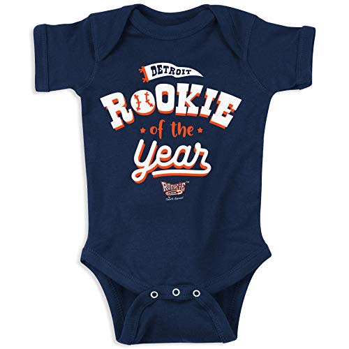 Smack Apparel Detroit Baseball Fans. Rookie of the Year Navy Onesie or Toddler Tee (NB-7T)