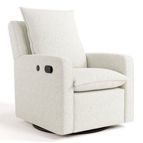 Storkcraft Timeless Recliner Glider With USB Charging Ivory Boucle