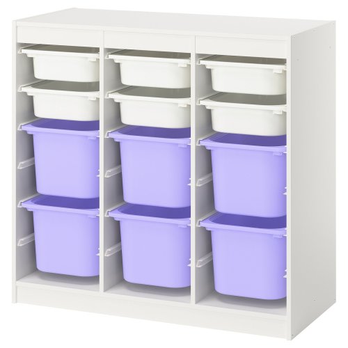 TROFAST Storage combination with boxes - room divider/white lilac 39x17 3/8x37 "