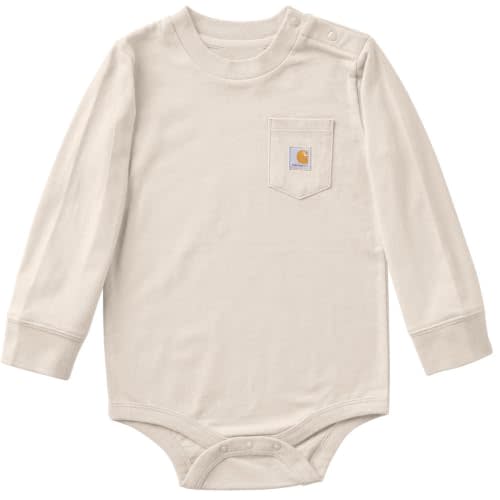 Carhartt Unisex Baby Long-Sleeve Bodysuit | Boys' & Girls' Long-Sleeve Bodysuit | 100% Cotton Jersey | Carhartt Chest Pocket | Tagless Neck Label
