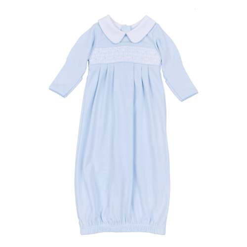 Walker's Classics Smocked Pleated Gown - Light Blue