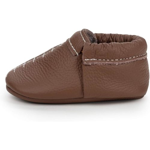 BirdRock Baby Fringeless Moccasins - Genuine Leather Boys and Girls Shoes for Newborns, Infants, Babies, Toddlers