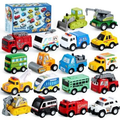 Joyfy 18 Pcs Pull Back Cars Toys, Friction Powered Vehicle Toys Party Favors, Halloween Christmas Birthday Gifts for Boys and Girls Ages 3+