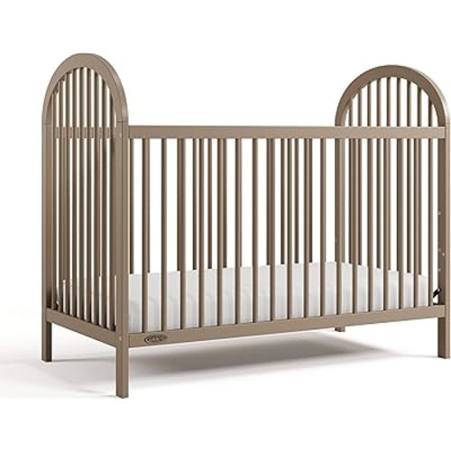Graco Olivia 3-in-1 Convertible Crib – GREENGUARD Gold Certified, 100% Solid Wood, Fits Standard Baby Crib Mattress, Converts to Toddler Bed and Daybed, 4 Adjustable Mattress Heights (Taupe)