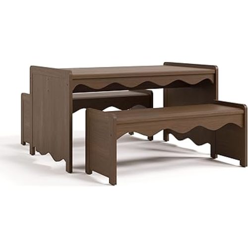 Storkcraft Casablanca Montessori Indoor Kids Table & Bench Set – Premium Kids Activity Table and Bench Set, Toddler Furniture for Crafts and Snack Time, Durable & Easy-to-Clean Surface (Hazelnut)