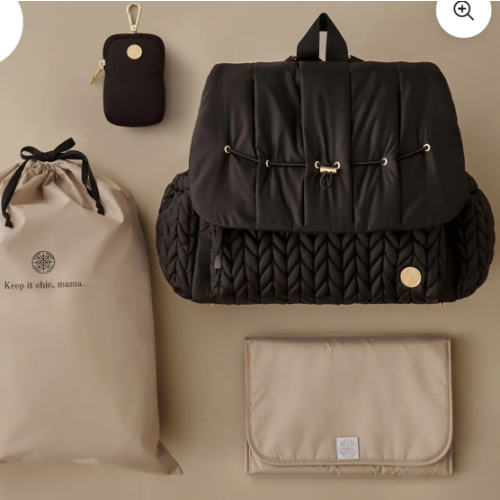 Levy Stylish Diaper Backpack - Black Herringbone