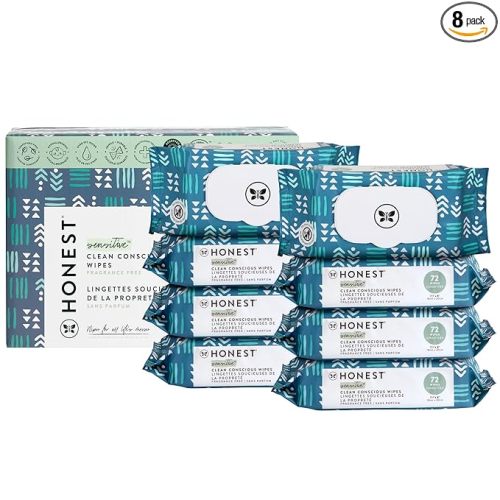 The Honest Company Hypoallergenic Multi-Use Baby Wipes for Sensitive Skin, Balance Blues, 576 Count
