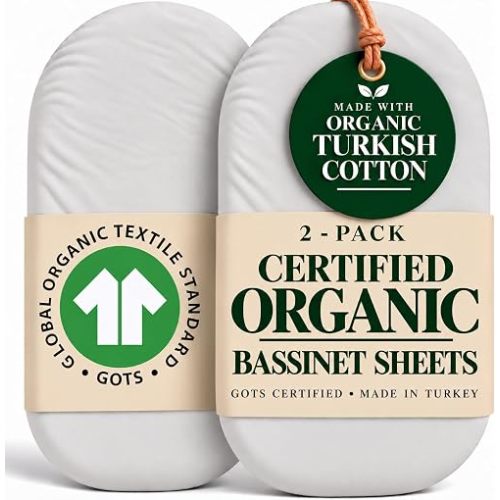 GOTS - Juego de 2 sábanas de moisés 100% algodón orgánico para Halo BassiNest y 4moms mamaRoo Sleep – Sábanas bajeras de algodón turco de lujo para bebés niños y niñas
