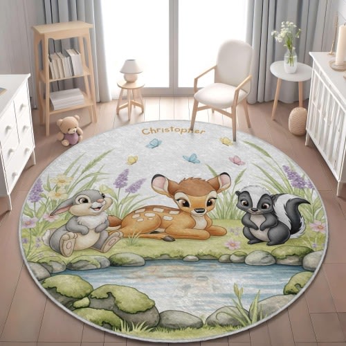 Personalized Bambi Baby Rug: Custom Nursery Decor, Soft Velveteen