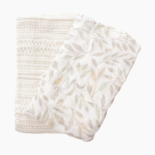 Crane Baby Cotton Muslin Swaddles (2 Pack) - Willow Multi-Color Leaf