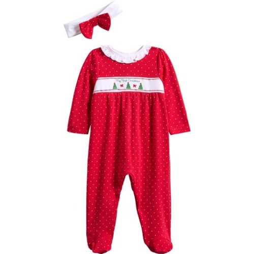 Dainty Trees Cotton Footie & Headband Set, Newborn