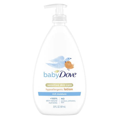 Baby Dove Rich Moisture Sensitive Skin Hypoallergenic Lotion, 20 Oz, 2 Pack