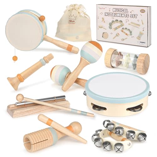 Vanplay Baby Musical Toys Set - Montessori Toys for 2 3 Year Old Boy Girl Birthday Gifts, 8 in 1 Musical Instruments for Toddlers with Drum/Flute/Maracas, Preschool Learning Toys for Baby 18+ Months