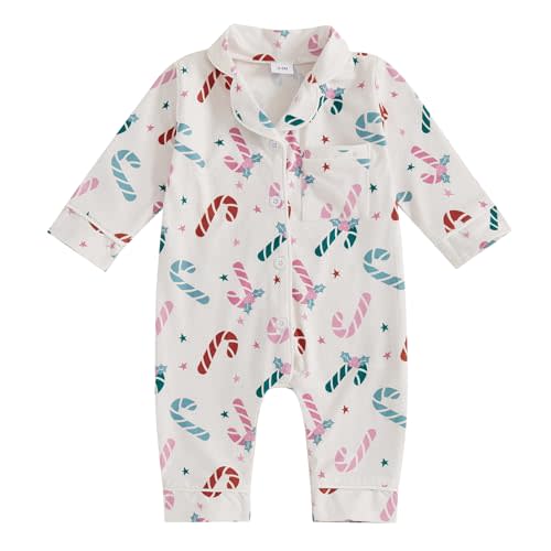 Balaflyie Baby Girl Button Down Pajamas Romper One-Piece Jumpsuit Long Sleeve Sleeper Infant Sleepwear